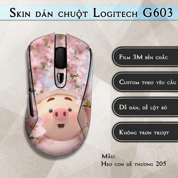 Skin dán chuột Logitech G603 mẫu Heo con dễ thương 205