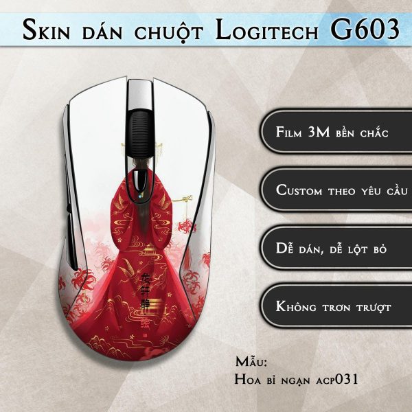 Skin dán chuột Logitech G603 mẫu Hoa bỉ ngạn acp031