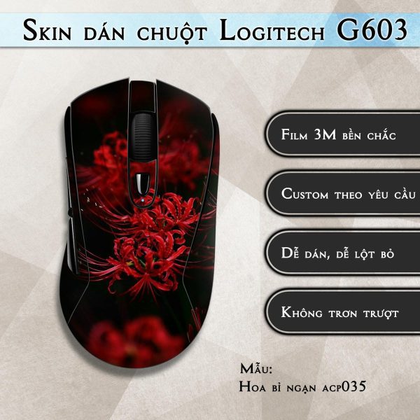 Skin dán chuột Logitech G603 mẫu Hoa bỉ ngạn acp035