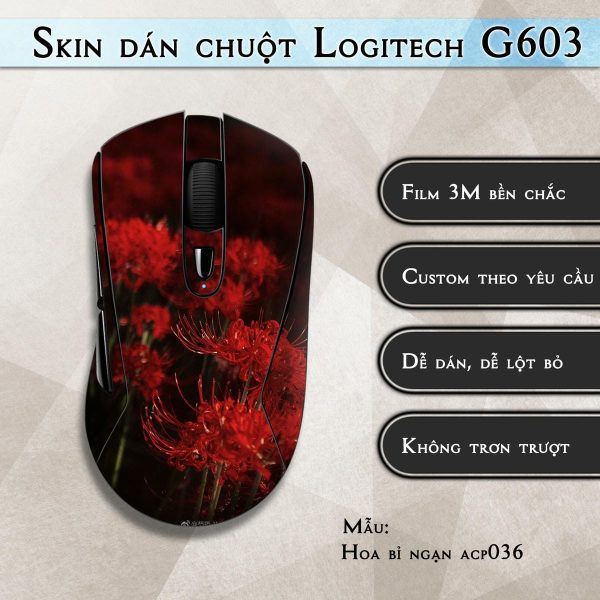 Skin dán chuột Logitech G603 mẫu Hoa bỉ ngạn acp036