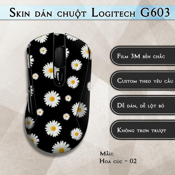 Skin dán chuột Logitech G603 mẫu Hoa cúc - 02