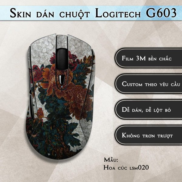 Skin dán chuột Logitech G603 mẫu Hoa cúc lsm020