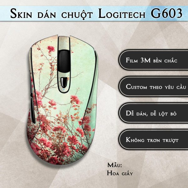 Skin dán chuột Logitech G603 mẫu Hoa giấy