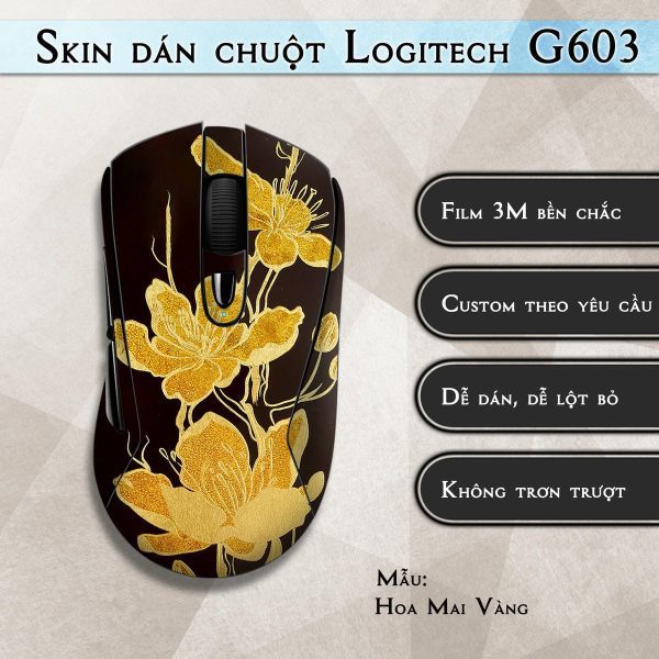 Skin dán chuột Logitech G603 mẫu Hoa Mai Vàng