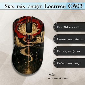 Skin dán chuột Logitech G603 mẫu hoa sen kết nối