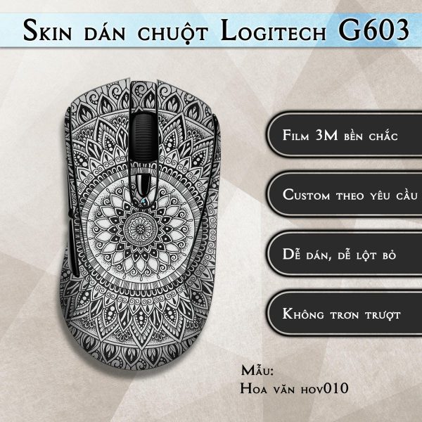 Skin dán chuột Logitech G603 mẫu Hoa văn hov010