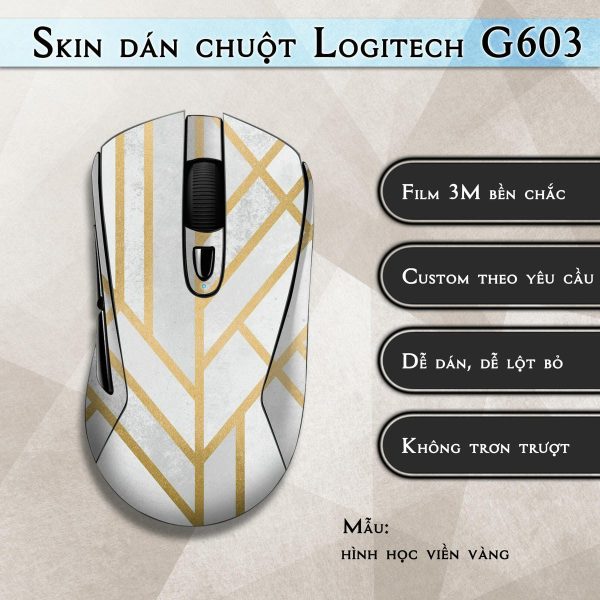Skin dán chuột Logitech G603 mẫu hình học viền vàng