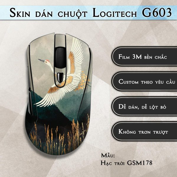 Skin dán chuột Logitech G603 mẫu Hạc trời GSM178