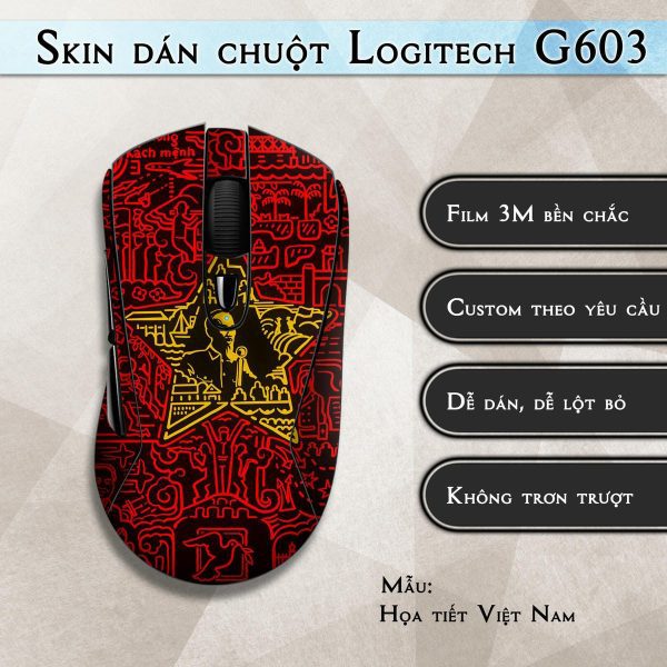 Skin dán chuột Logitech G603 mẫu Họa tiết Việt Nam