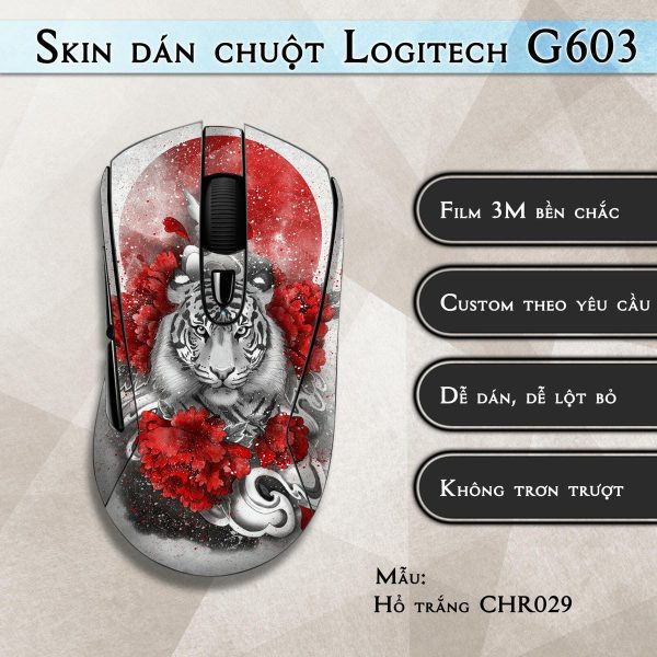 Skin dán chuột Logitech G603 mẫu Hổ trắng CHR029