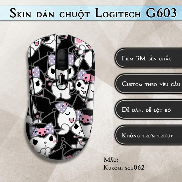Skin dán chuột Logitech G603 mẫu Kuromi scu062