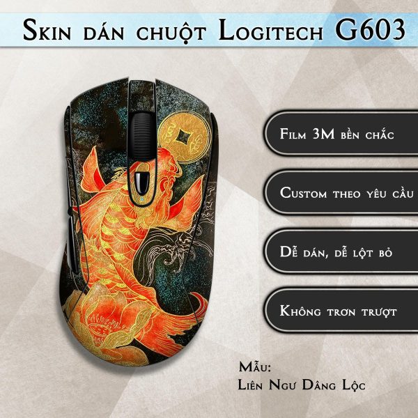 Skin dán chuột Logitech G603 mẫu Liên Ngư Dâng Lộc