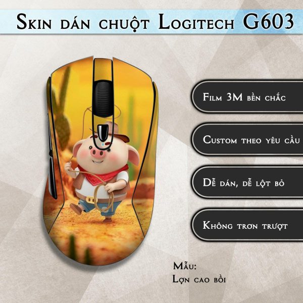 Skin dán chuột Logitech G603 mẫu Lợn cao bồi