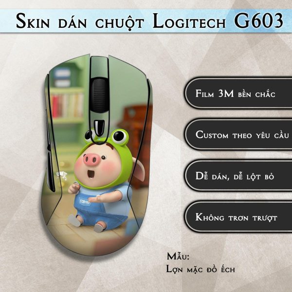 Skin dán chuột Logitech G603 mẫu Lợn mặc đồ ếch