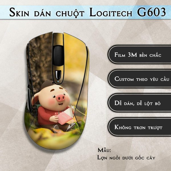 Skin dán chuột Logitech G603 mẫu Lợn ngồi dưới gốc cây