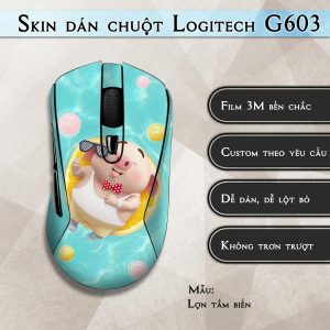 Skin dán chuột Logitech G603 mẫu Lợn tắm biển