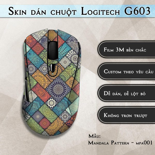 Skin dán chuột Logitech G603 mẫu Mandala Pattern - mpa001