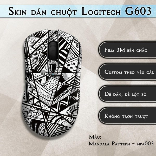 Skin dán chuột Logitech G603 mẫu Mandala Pattern - mpa003