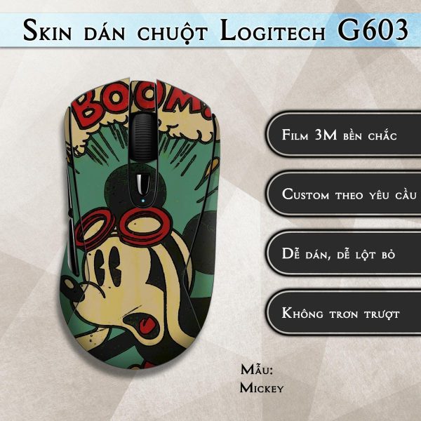 Skin dán chuột Logitech G603 mẫu Mickey