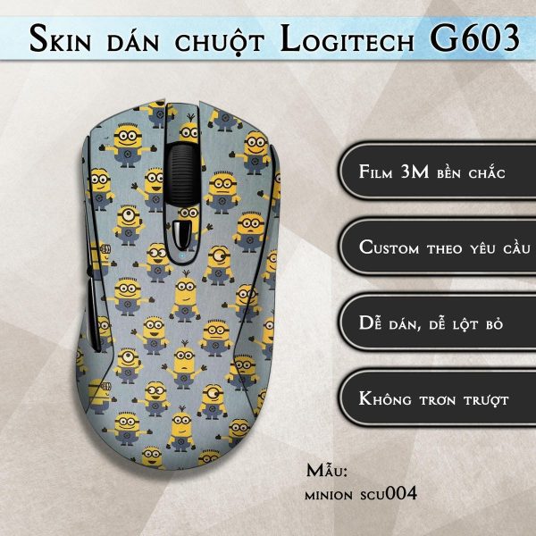 Skin dán chuột Logitech G603 mẫu minion scu004