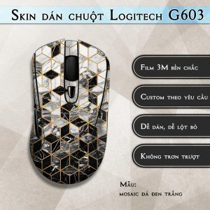 Skin dán chuột Logitech G603 mẫu mosaic đá đen trắng