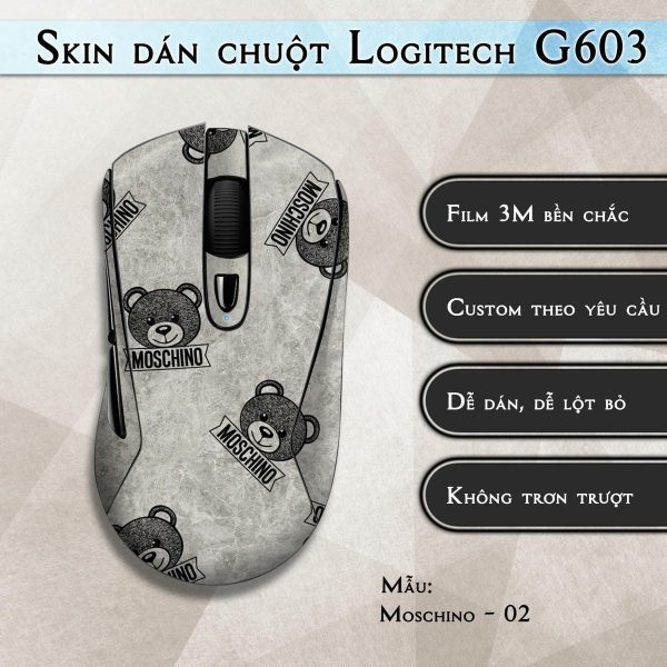 Skin dán chuột Logitech G603 mẫu Moschino - 02