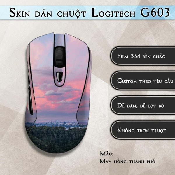 Skin dán chuột Logitech G603 mẫu Mây hồng thành phố