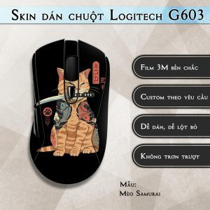 Skin dán chuột Logitech G603 mẫu Mèo Samurai