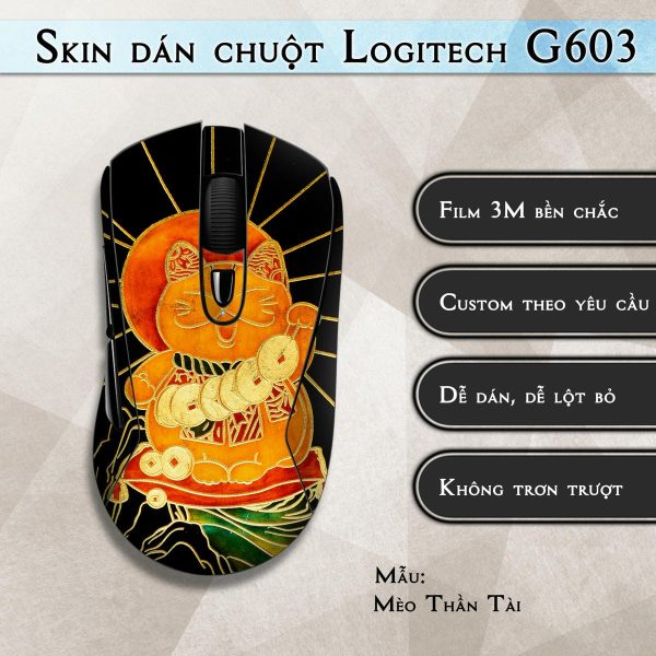 Skin dán chuột Logitech G603 mẫu Mèo Thần Tài