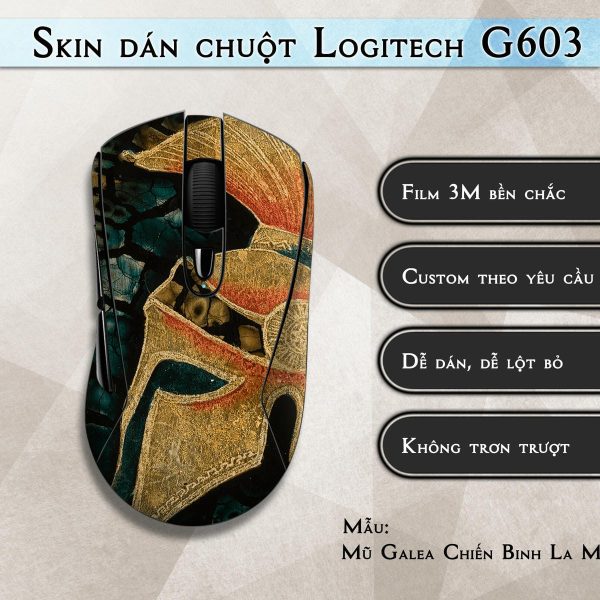 Skin dán chuột Logitech G603 mẫu Mũ Galea Chiến Binh La Mã lsm032