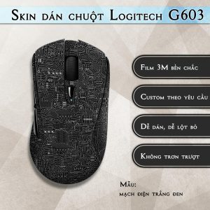 Skin dán chuột Logitech G603 mẫu mạch điện trắng đen