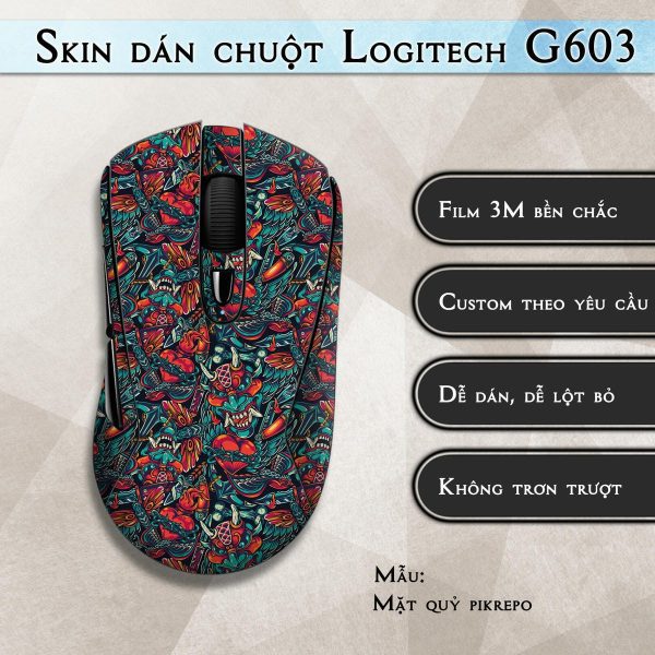 Skin dán chuột Logitech G603 mẫu Mặt quỷ pikrepo