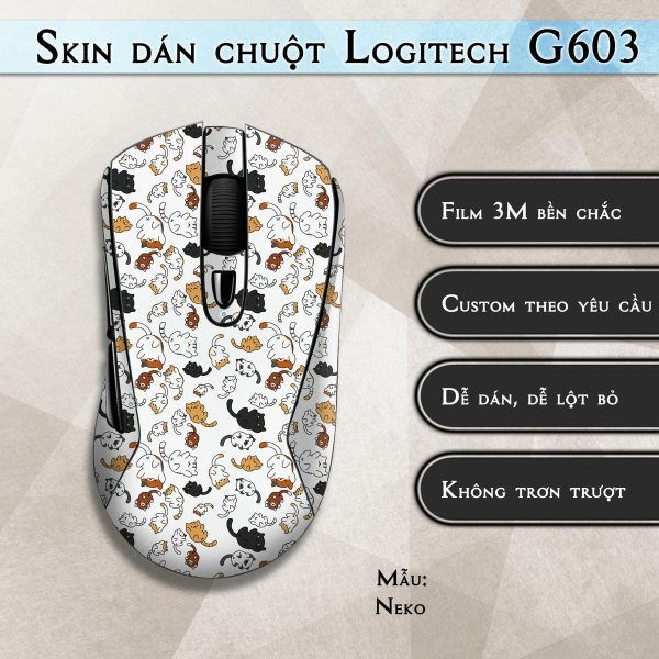 Skin dán chuột Logitech G603 mẫu Neko