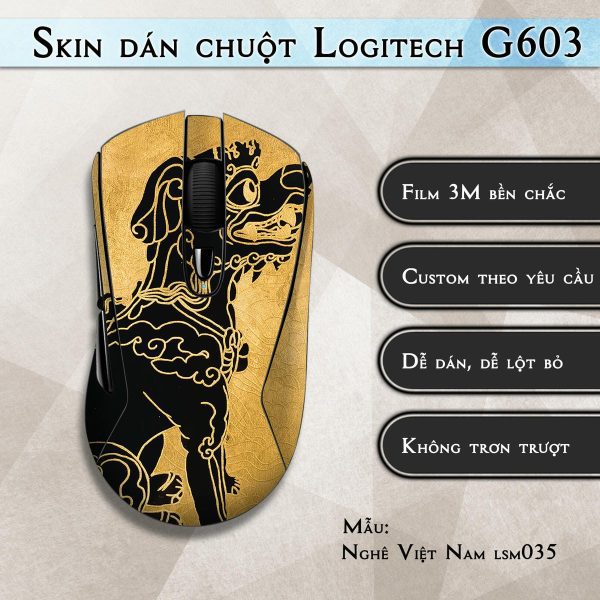 Skin dán chuột Logitech G603 mẫu Nghê Việt Nam lsm035