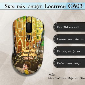Skin dán chuột Logitech G603 mẫu Nhà Thờ Bưu Điện Sài Gòn Chib008