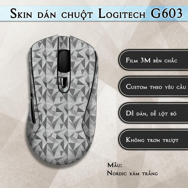 Skin dán chuột Logitech G603 mẫu Nordic xám trắng