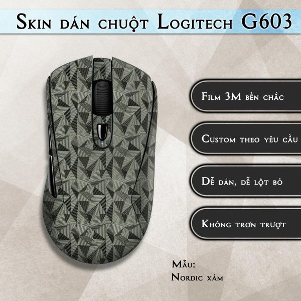 Skin dán chuột Logitech G603 mẫu Nordic xám