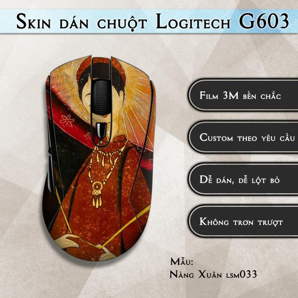Skin dán chuột Logitech G603 mẫu Nàng Xuân lsm033
