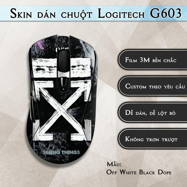 Skin dán chuột Logitech G603 mẫu Off White Black Dope