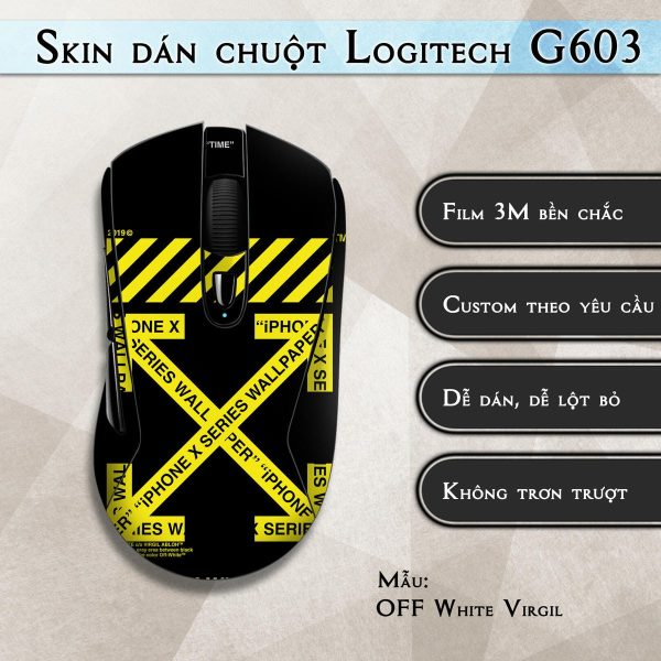 Skin dán chuột Logitech G603 mẫu OFF White Virgil