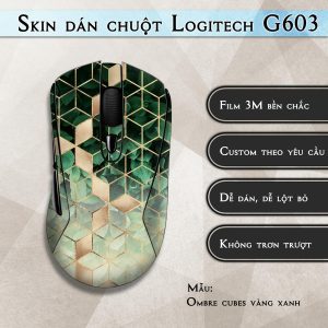 Skin dán chuột Logitech G603 mẫu Ombre cubes vàng xanh
