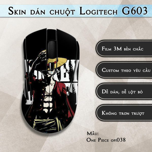 Skin dán chuột Logitech G603 mẫu One Piece opi038