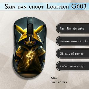 Skin dán chuột Logitech G603 mẫu Pháp sư Pika