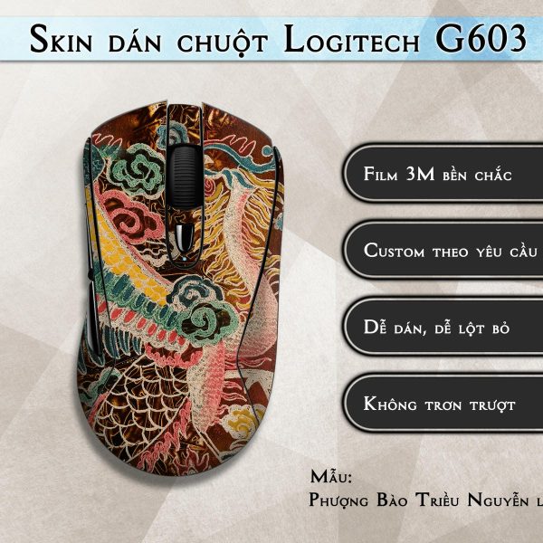 Skin dán chuột Logitech G603 mẫu Phượng Bào Triều Nguyễn lsm040