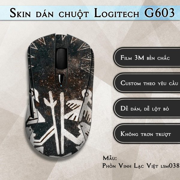 Skin dán chuột Logitech G603 mẫu Phồn Vinh Lạc Việt lsm038