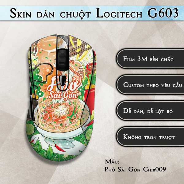 Skin dán chuột Logitech G603 mẫu Phở Sài Gòn Chib009