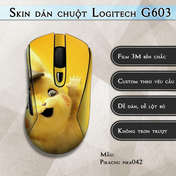 Skin dán chuột Logitech G603 mẫu Pikachu pika042