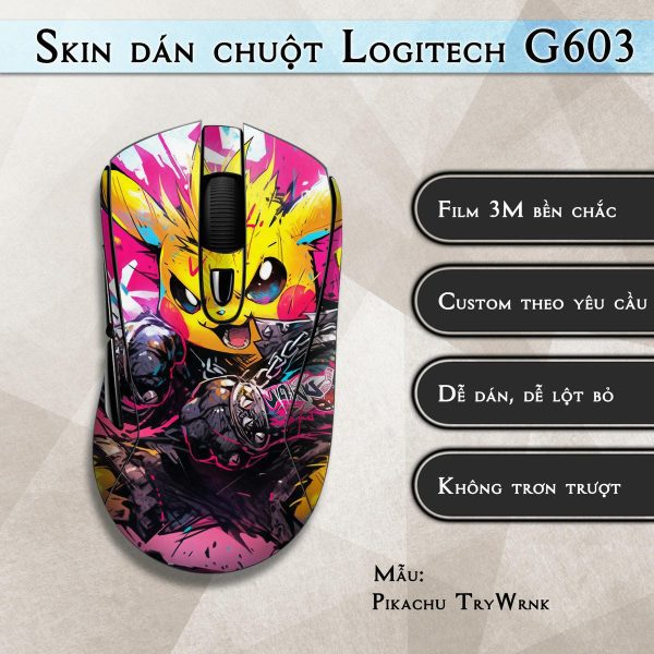 Skin dán chuột Logitech G603 mẫu Pikachu TryWrnk