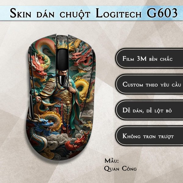 Skin dán chuột Logitech G603 mẫu Quan Công