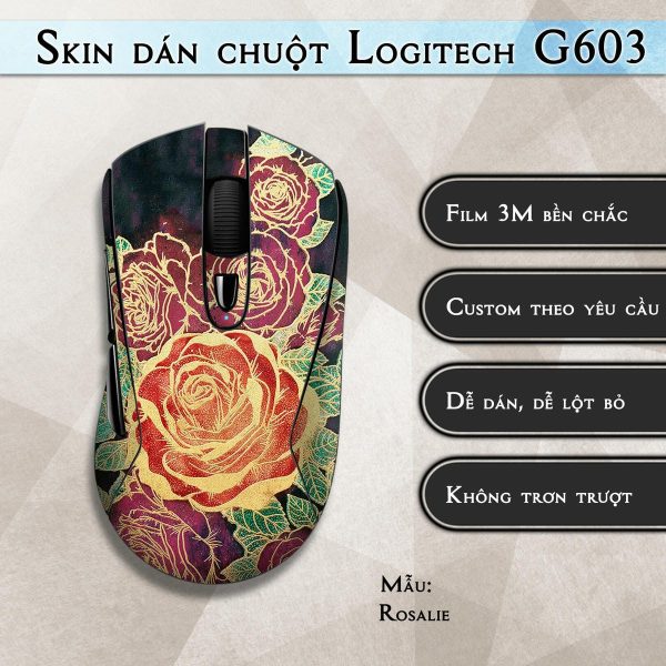 Skin dán chuột Logitech G603 mẫu Rosalie